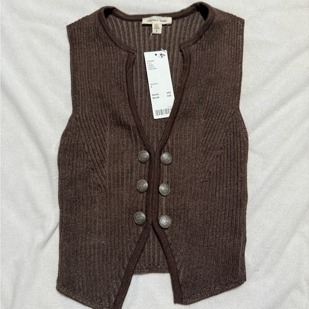 Silence + Noise Chocolate Ribbed Vest